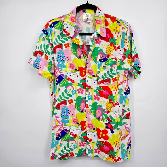 Hello Kitty Tropical Print Button Down Shirt NWT Women’s S Colorful - Picture 1 of 5